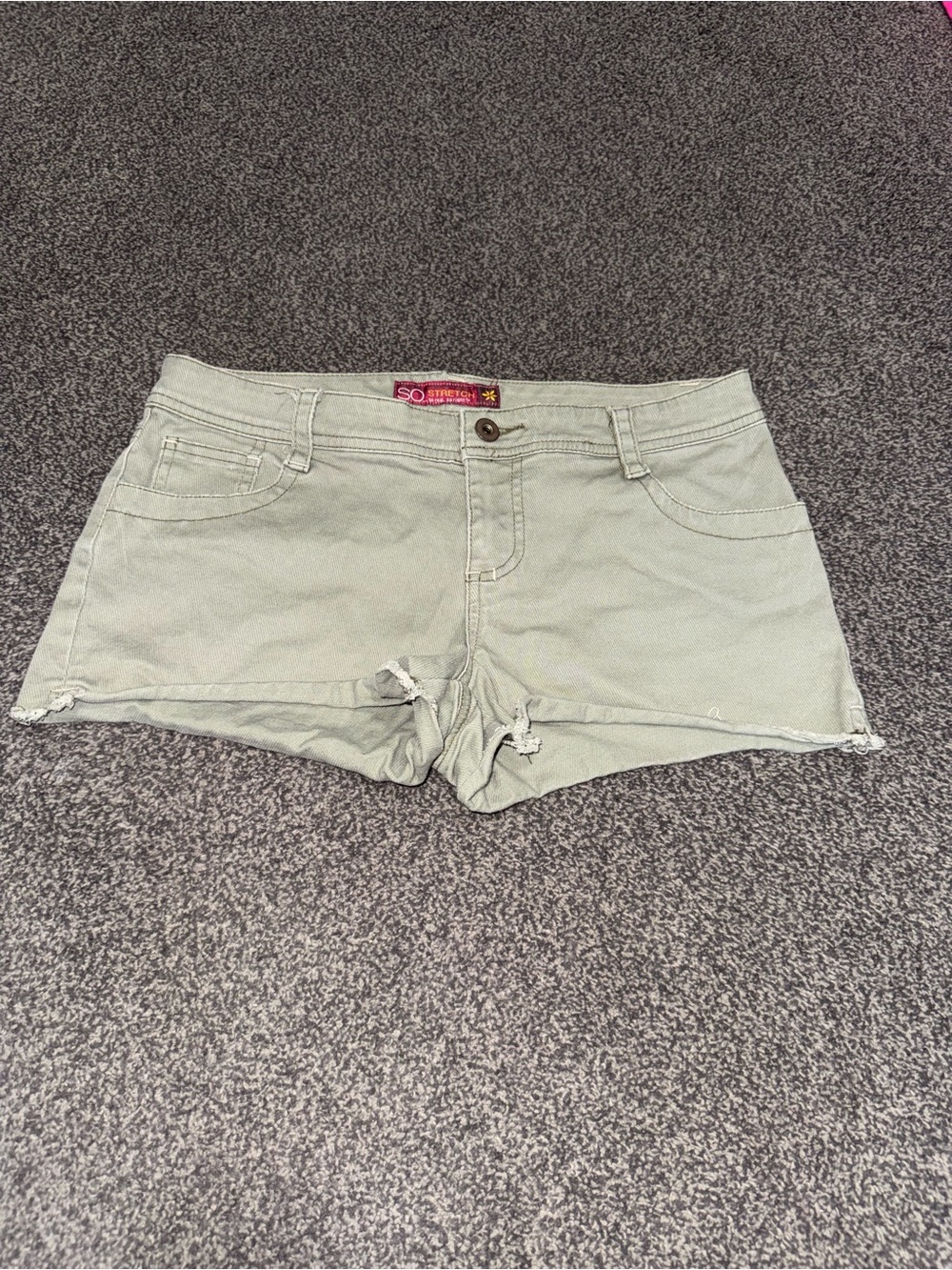Y2K SO Low Rise Olive Green Stretch Shorts Women’s Size 7